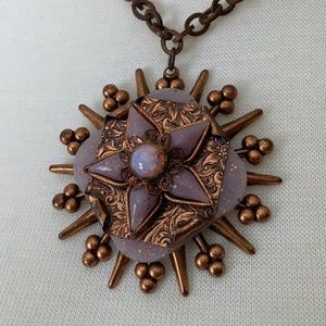 VTG Copper Lilac Purple Lucite Starburst Pendant